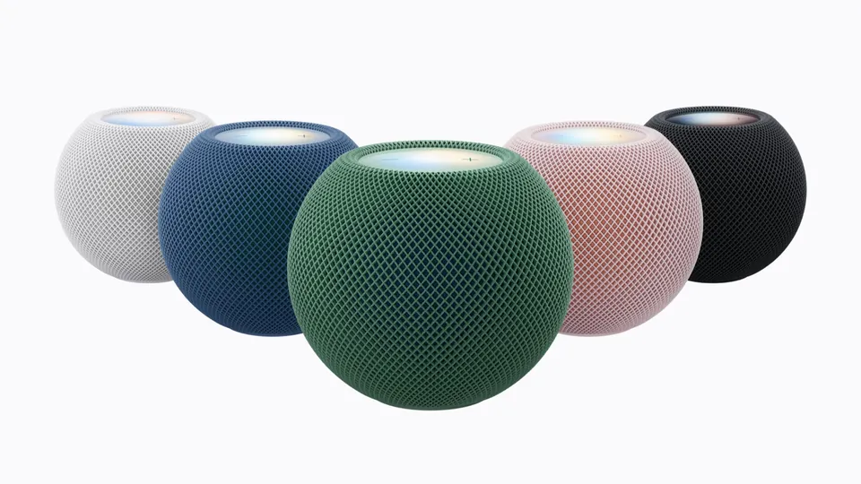 HomePod mini 2 in white, blue, green, pink and midnight