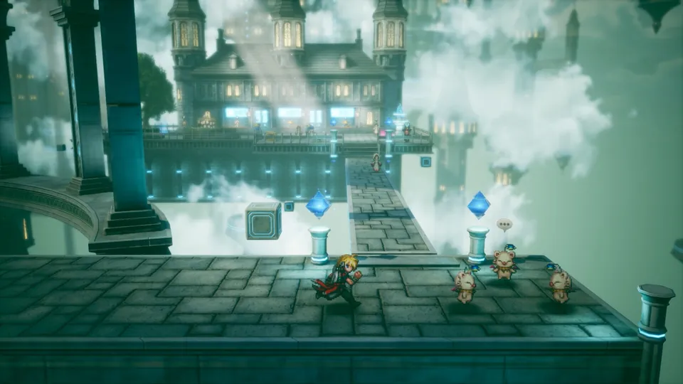 A scene from Final Fantasy Resonance in the HD-2D style