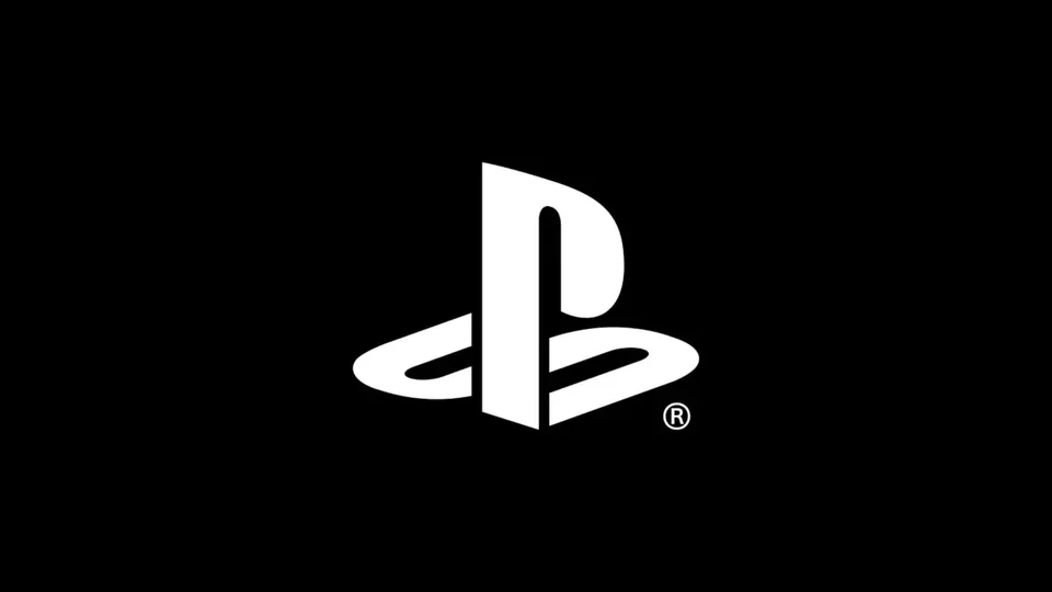 The white PlayStation logo on a black background