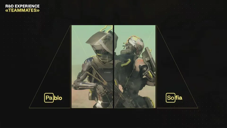 Ubisoft's Teammates title card showing the two AI squadmates, Pablo and Sofia, in armor
