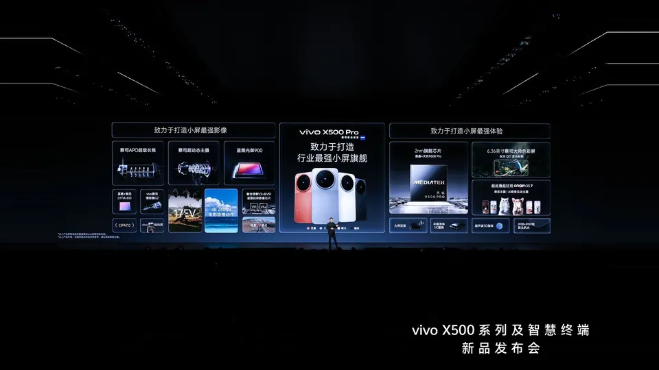 Vivo presents the compact X500 Pro on stage at its Shanghai launch event
