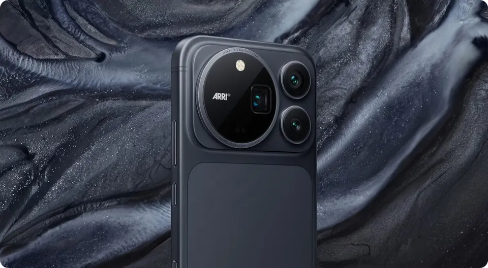 Back of the black Honor Magic 9 Pro Max against a dark textured background