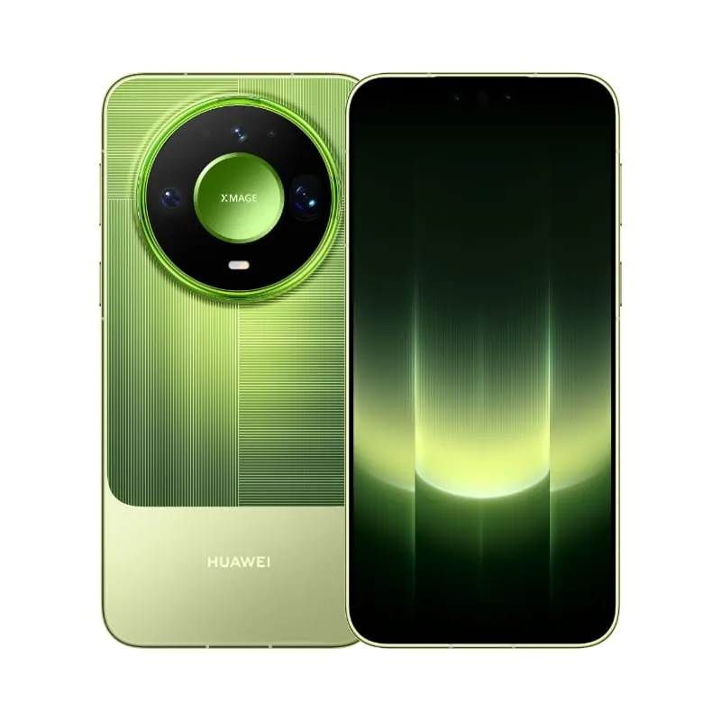 The Huawei Mate 90 Pro Max in green, from the back and the front