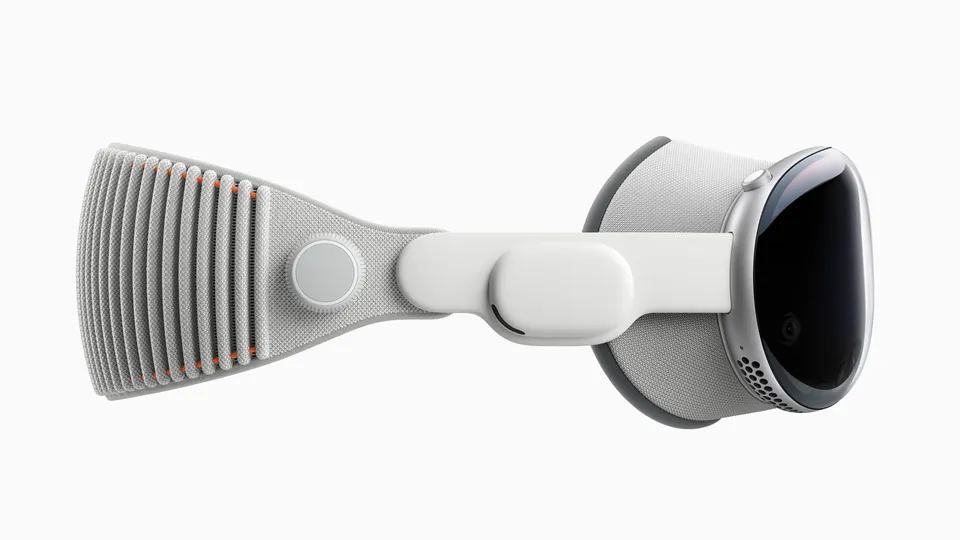 The first Apple Vision Pro in profile with the Solo Knit Band