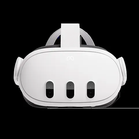 The white Meta Quest 3 headset from the front
