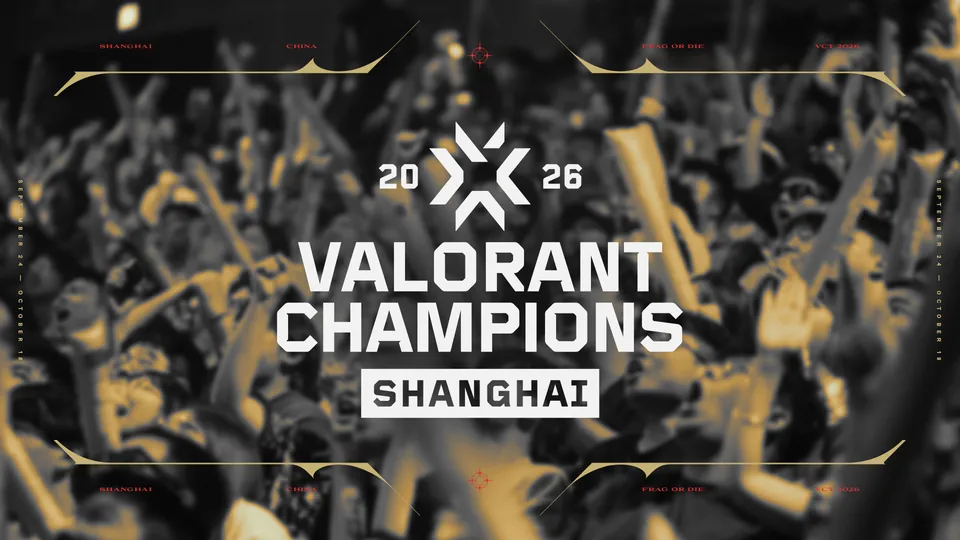 Valorant Champions Shanghai 2026 logo over a cheering crowd
