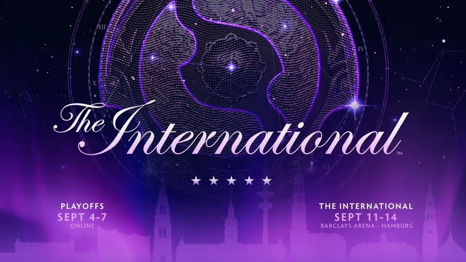 The International 2025 poster with the event at Barclays Arena in Hamburg on Sept. 11 to 14
