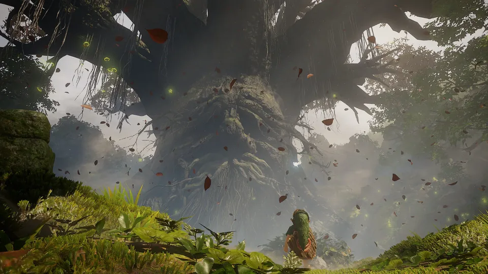 Link stands in front of the Great Deku Tree