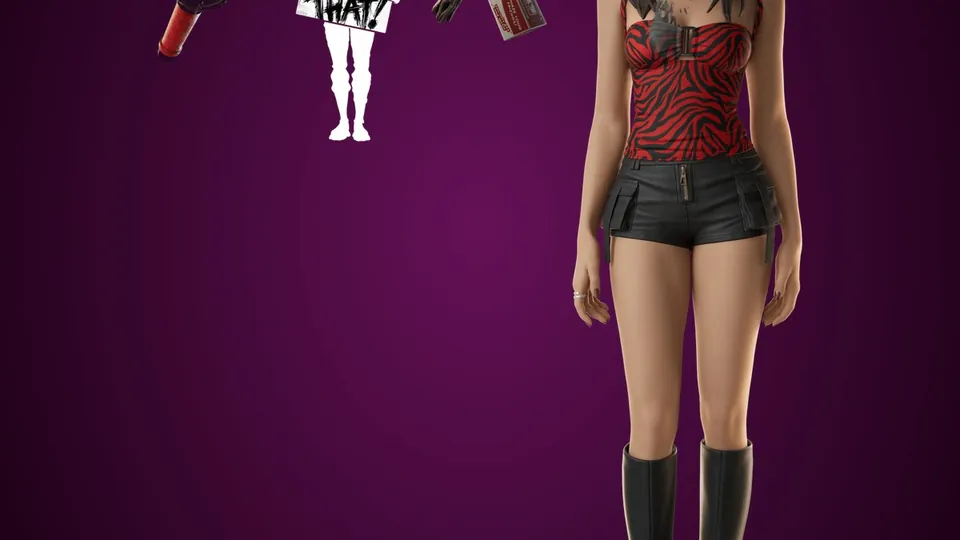 The Fortnite Obsession Bundle with the Nikki outfit, a broken bottle pickaxe, a sign emote and the One Wish Willow back bling