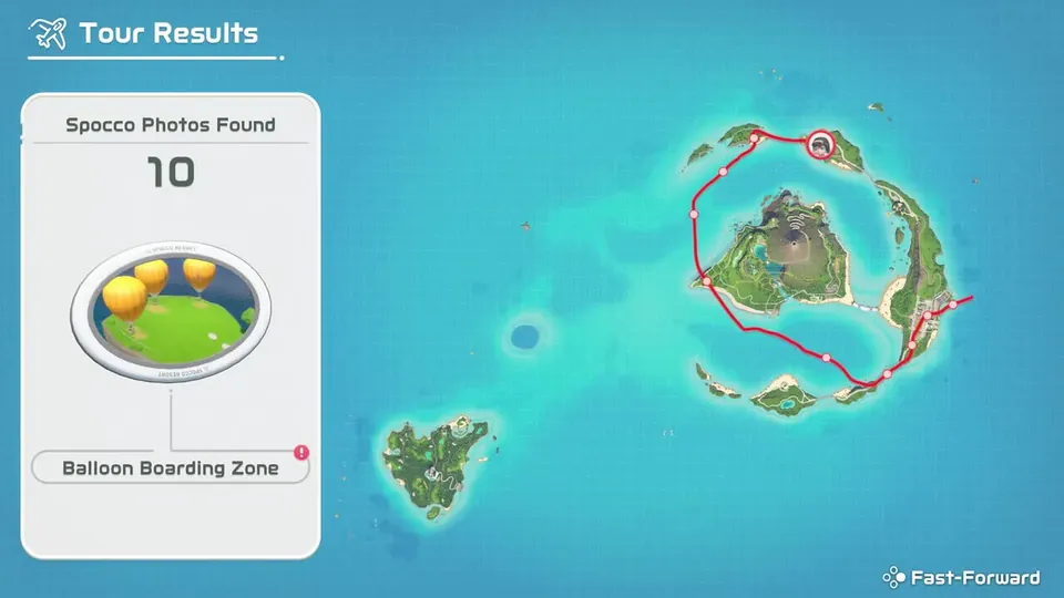 The Sightseeing Tour results screen shows a route around Wuhu Island and 10 Spocco Photos found