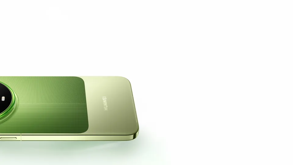 Huawei's banner for its Oct. 1 Mate 90 series launch event, with a green phone lying on its back
