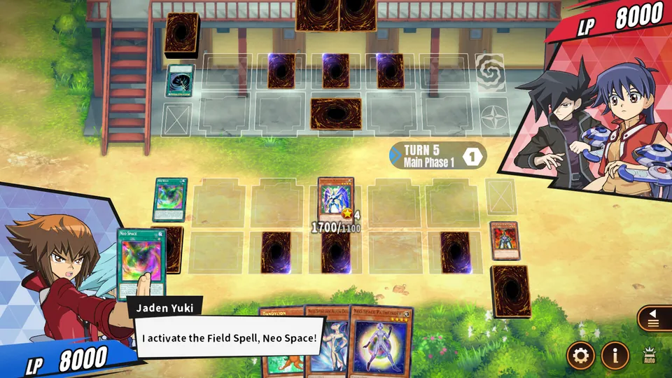 Jaden Yuki activates the Field Spell Neo Space during a Tag Duel in Yu-Gi-Oh! Tag Force GX