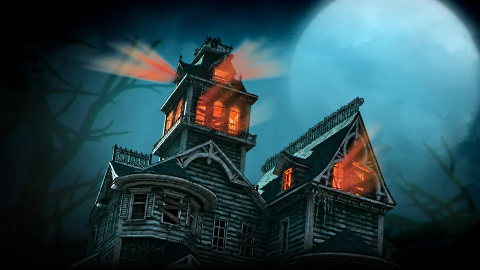 A haunted mansion under a full moon from Fortnite's in-game news for the Fortnitemares creator horror islands