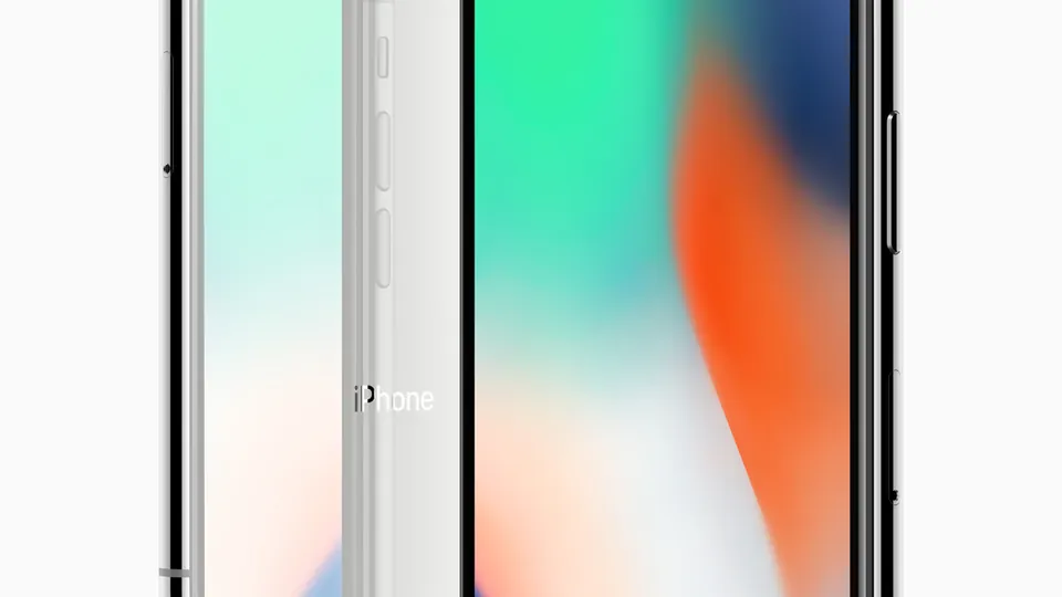 The front and back of a silver iPhone X