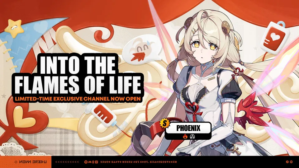 Into the Flames of Life channel banner for Phoenix, the new S-Rank Fire Anomaly Agent in Zenless Zone Zero 3.3
