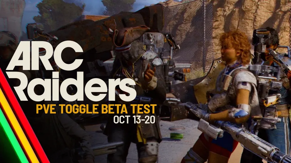 A squad of Raiders next to the PvE Toggle Beta Test title card with the dates Oct 13 to 20