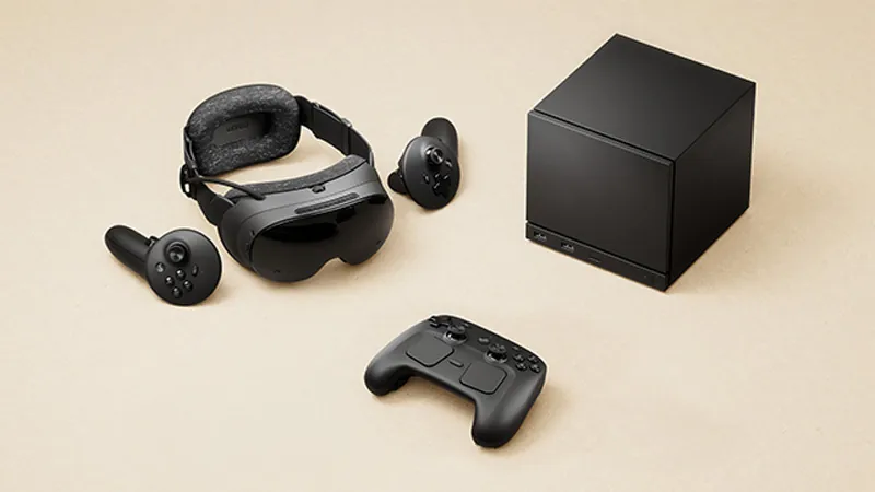 Steam Machine with a Steam Controller and the Steam Frame headset and controllers