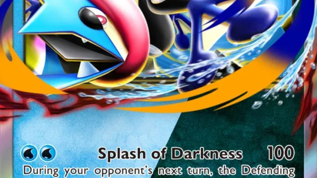 Mega Greninja ex card from Dual Fusion, a Water and Darkness type Stage 2 Pokémon with 200 HP and Splash of Darkness