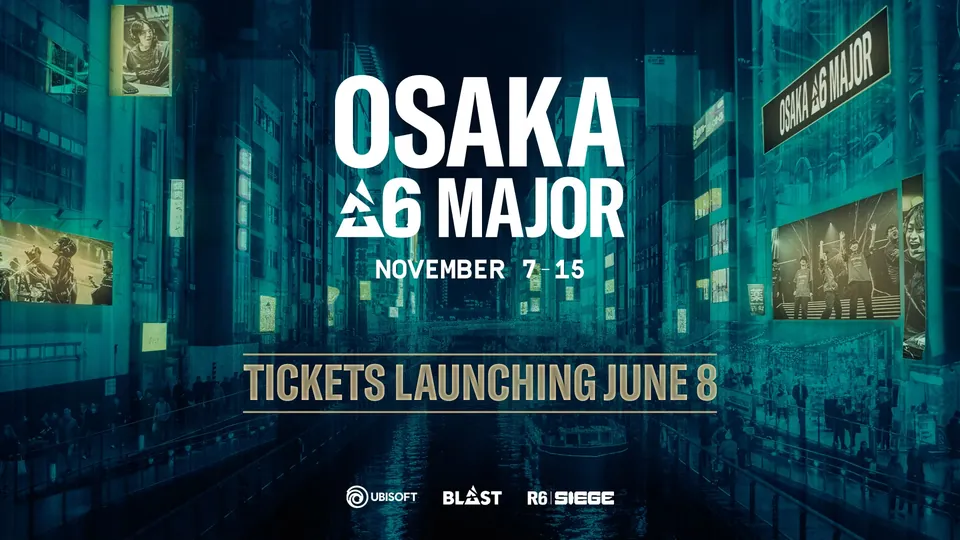 Osaka R6 Major poster with the Nov. 7 to 15 dates over a neon Osaka canal street at night