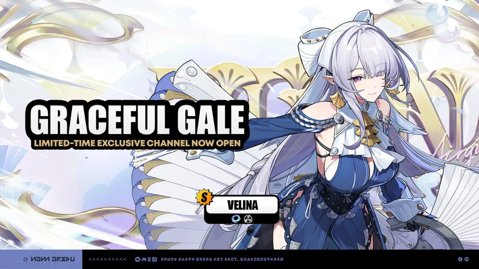 Graceful Gale channel banner for Velina, the S-Rank Wind Anomaly Agent returning in Zenless Zone Zero 3.3