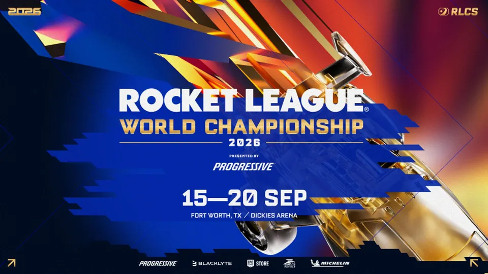 Rocket League World Championship 2026 poster for Sept. 15 to 20 at Dickies Arena in Fort Worth, Texas