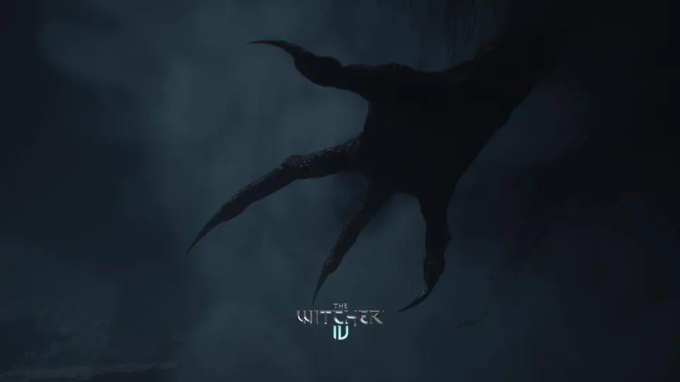 A monster's long clawed hand reaches out of the fog in The Witcher 4 reveal trailer
