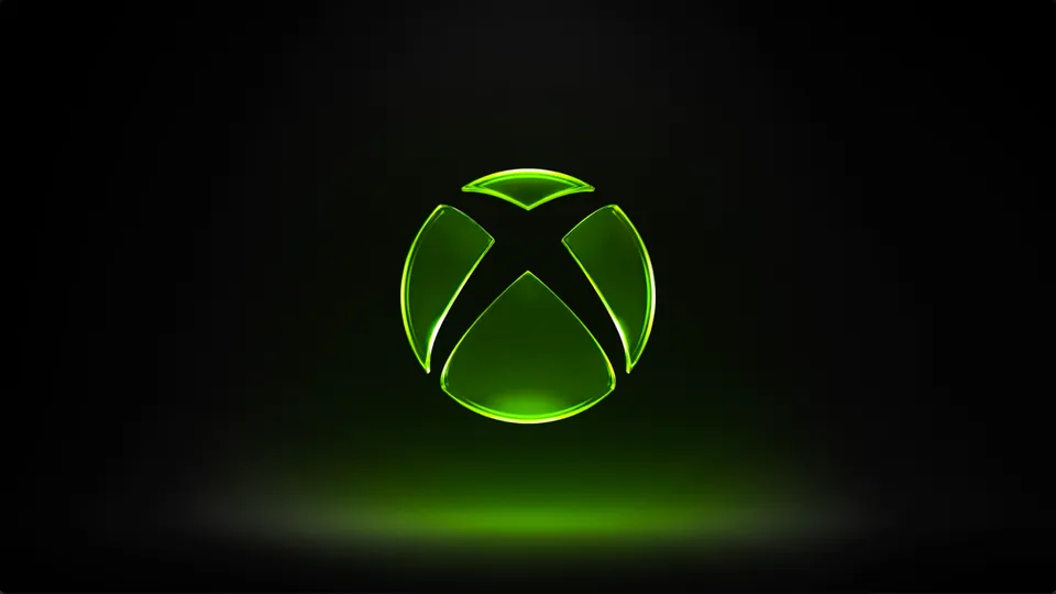 The glowing green Xbox logo on a black background