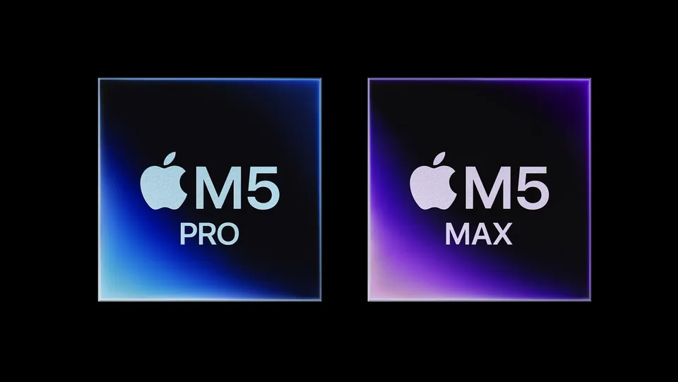 Apple M5 Pro and M5 Max chip graphics side by side