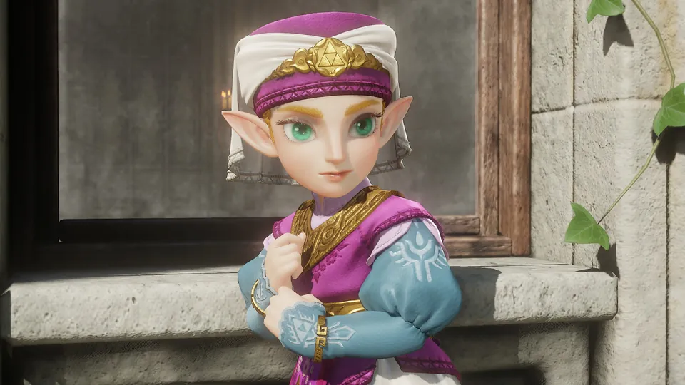 Princess Zelda by a castle window