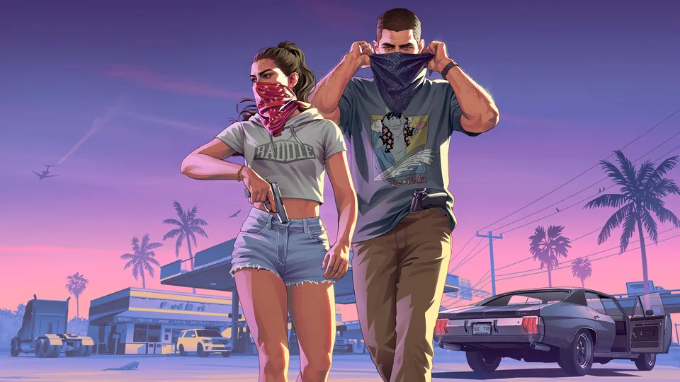 Lucia and Jason walk away from a roadside stop with bandanas over their faces — An Extended Look poster