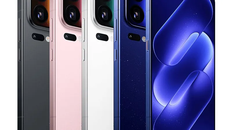 The Xiaomi 18 Pro Max in black, Ice Peach Pink, white and Galaxy Blue