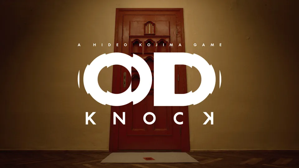 The OD - KNOCK title over a closed wooden door, with the words A Hideo Kojima Game