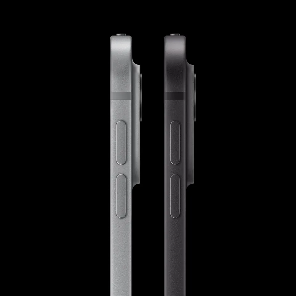 The 11-inch and 13-inch iPad Pro with M5 seen edge on, showing how thin both models are