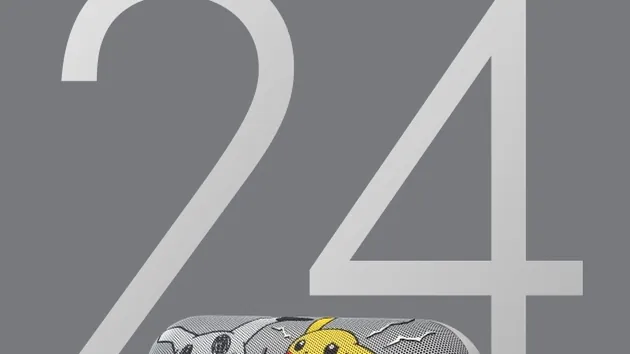 Pokémon Beats Pill in front of a large number 24 for its 24-hour battery life