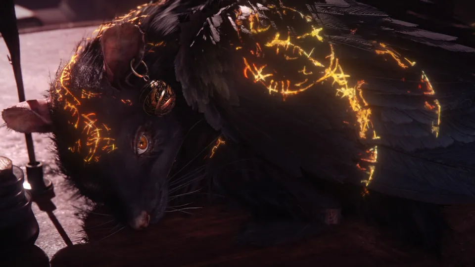 A giant rat with glowing orange markings on its fur